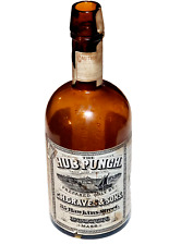 Antique 1880's Hub Punch CH Graves Boston Pre Prohibition Liquor Bottle w Label picture