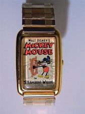 Vintage Steamboat Willie Mickey Mouse  Lorus Watch V515-5A70  S.Steel Band Works picture