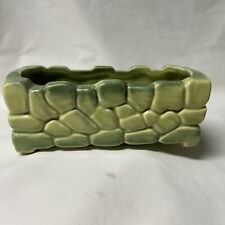 Vintage McCoy USA Ceramic Pottery Planter Green Rock Wall Trough Rectangular 9” picture