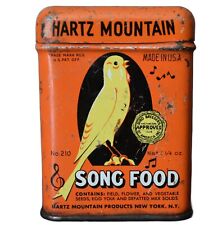 Vintage Tin Hartz Mountain Song Food Bird Seed Canary 3in USA picture