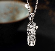 S925 Sterling Silver Retro Mantra Charm Box Men's and Women's Openable Pendant picture