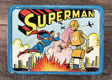 Superman vs. The Robot Metal Lunch Box - NO THERMOS - Vintage 1954 ADCO Airplane picture