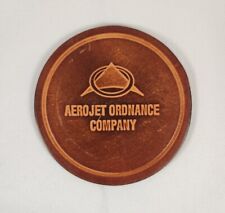 Aerojet Ordnance Company Vintage Brown Leather Coaster Aviation  picture