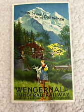 1940s Wengernalp Jungfrau Bahn Panoramic 12 Panel Brochure Swiss Alps Railway picture