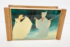 VTG RARE Disney CINDERELLA Kimberly Art 2-Sided Tile Wood Napkin Holder Orig Box picture