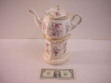 Vintage Castle Japan Gold Pink Rose Tea Pot and Warmer  picture