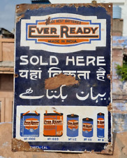 1940's Old Vintage Rare Ever Ready Eveready Battery Porcelain Enamel Sign Board picture