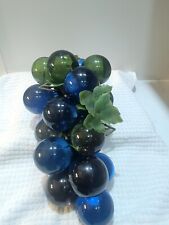 Vintage Acrylic Lucite Grape Cluster Green &  Colbalt Blue Grapes Retro MCM Read picture