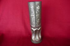 antique WW1 trench art Brass 3 inch naval gun shell anchor floral motif 11 inch picture
