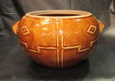 Old 1910's USA Heavy 3+ lb Brown Clay Pottery Stoneware Crock Antique Baker picture