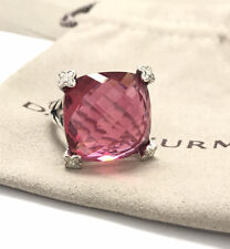 David Yurman 20x20mm Cushion on Point Ring with Tourmaline and Diamonds size 6.5 picture