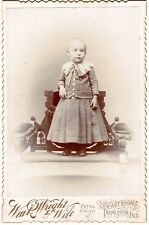 1890s CABINET CARD WRIGHT PHOTOGRAPHER PRINCETON INDIANA LITTLE GIRL ON CHAIR picture