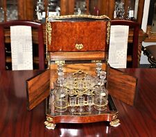 Antique French Napoleon III Burl Walnut Liquor Cellar with Decanters & Cordials picture