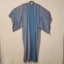 Japanese Kimono Light Blue w/Embroidered Flowers No. 564 Size 55 -See Spot&Scuff picture