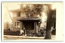 1910-30 Children In Front Of  House Home Residence Rppc Real Photo Postcard  picture