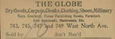 1920s CHICAGO IL THE GLOBE DRY GOODS CARPETS CLOTHING SHOES CLOAKS INVOICE 31-14 picture
