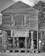 1936 Vintage Alabama Storefront Photo * Old Gas Station, Post Office, Coca-Cola  picture