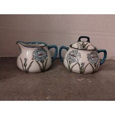 Blue Flower White Porcelain AS Bavaria Creamer ad Sugar Bowl Set picture