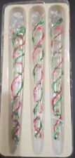 VTG Silvestri Red Green White Swirl Glass Icicle Swirl Christmas Ornaments Set picture