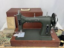 SERVICED Heavy Duty Vtg Sewing Machine 1940s 1950s 1960 Green Rotary MCM Mid Mod picture