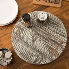 13-Inch Distressed Torched Wood Finish Lazy Susan Turntable w/ Ball-Bearing Base picture