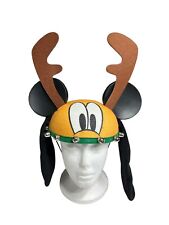 Disney Parks Pluto Reindeer Antler Bells Christmas Mickey Ears Hat Adult Size picture