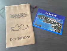 VINTAGE Labadee Caribbean Postcard and Tan Doubloons Drawstring Bag 1980'S picture
