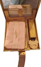 Vintage Evans- Goldtone Lid Ribbing, Petite Carryall W/Lighter.  picture
