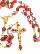 AB Aurora Borealis Red Italian Crystal Rosary Beads from Italy picture