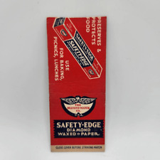 Vintage Matchcover The Diamond Match Co. Safety-Edge Diamond Wax Paper Bobtail picture
