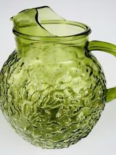 (Vintage) Retro Avocado Green Textured Glass Juice Water Pitcher MCM Green picture