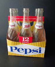 Vintage 1960's Pepsi-Cola 6-Pack of 12 oz. Bottles w/Cardboard Carrying Carton picture