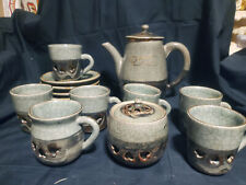 Vintage Japanese Somayaki Soma Ware Golden Horse Double Walled Tea Set 17pieces picture