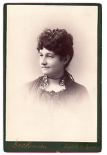 1880-1890s Victorian Lady RARE RED EDGED GREEN CAB CARD GILT SCRIPT picture