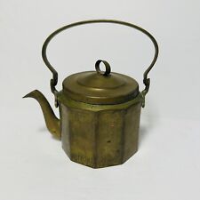 Vintage Tea Kettle Brass Aluminum Decagon 10-sided Gooseneck Spout w/Handle Lid picture