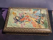 Vintage Persian Cigarette Box Inlayed With Hand Painted Top picture