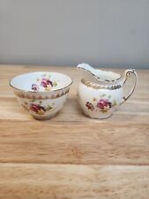 Vintage EB Foley White Floral Pattern With Gold Trim Cream and Sugar Set picture