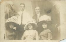 Victorian Era Early 1900s Big Fancy Hat Women Dress Group Photo RPPC Postcard picture
