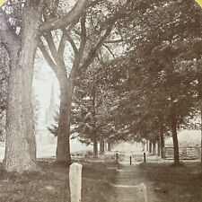Antique 1870s Church Pathway Warren New Hampshire Stereoview Photo Card V1826 picture