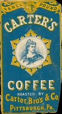 c1875 Carter's Coffee Pittsburgh PA One Pound Label Carter, Bros, & Co. Roasters picture