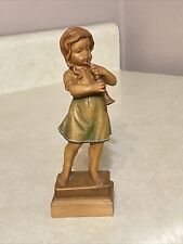 Anri Wood Carving Girl with Clarinet Instrument  picture