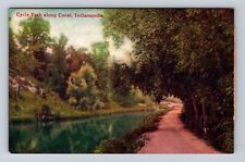 Indianapolis IN-Indiana, Cycle Path along Canal, Antique Vintage Postcard picture