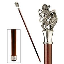 Collectible Italian Pewter Majestic Lion Handle Gentleman's Walking Stick Cane picture