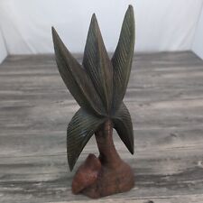 Jamaican Wooden Hand Carved & Painted Palm Tree Wall Art 15.5 Inches Tall picture