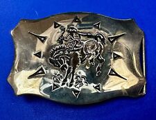 Vintage Cowboy Saddle Bronc western belt buckle by Chambers picture