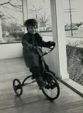 Boy Riding Tricycle On Porch B&W Photograph 3.5 x 5 picture