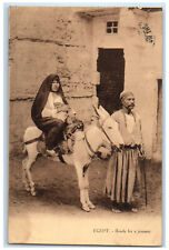 1921 View of A Family Ready for a Journey Riding Buck Egypt Posted Postcard picture
