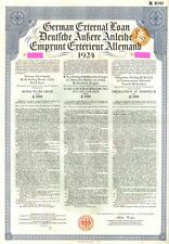German External Dawes Loan Uncancelled 7% 1924 100 or 100 British Pound Gold Bon picture