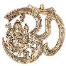 Metal Decorative Hanging in Gold Finish Ganesh Om 1 Pcs picture