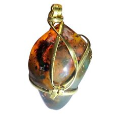 Mexican Amber Pendant - Cognac Mossy Green Yellow, Handcrafted, Amazing Quality picture